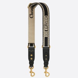 Replica Dior  Embroidery Adjustable Shoulder Strap Black