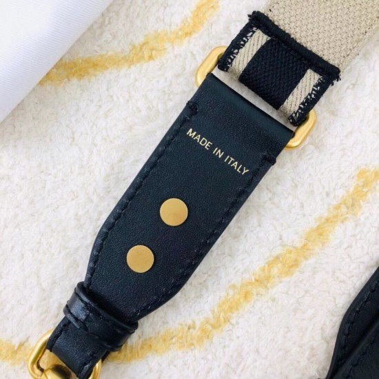 Replica Dior  Embroidery Adjustable Shoulder Strap Black