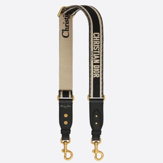 Replica Dior  Embroidery Adjustable Shoulder Strap Black
