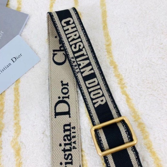 Replica Dior  Embroidery Adjustable Shoulder Strap Black