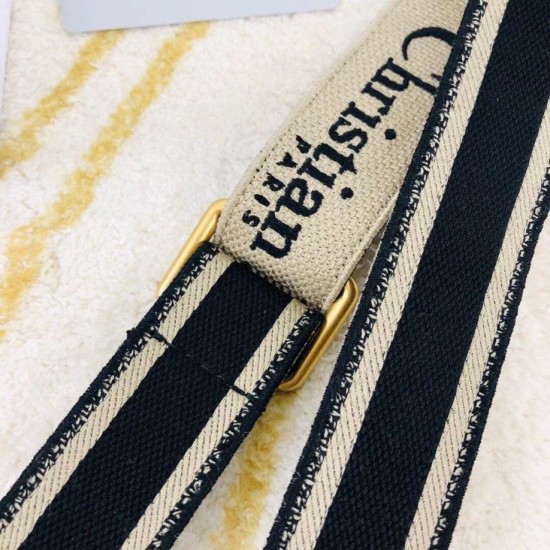 Replica Dior  Embroidery Adjustable Shoulder Strap Black