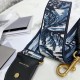 Replica Dior Shoulder Strap with Ring In Blue Dior Palms Embroidery