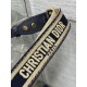 Replica Dior Adjustable Shoulder Strap with Ring Embroidery Canvas Blue