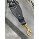 Replica Dior Shoulder Strap with Ring Oblique Embroidery with Medallions Blue