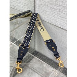 Replica Dior Shoulder Strap with Ring Oblique Embroidery Blue
