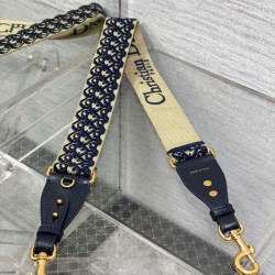 Replica Dior Shoulder Strap with Ring Oblique Embroidery Blue Replica Dior Shoulder Strap with Ring Oblique Embroidery Blue