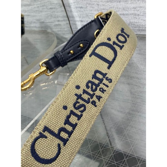 Replica Dior Shoulder Strap with Ring Oblique Embroidery Blue