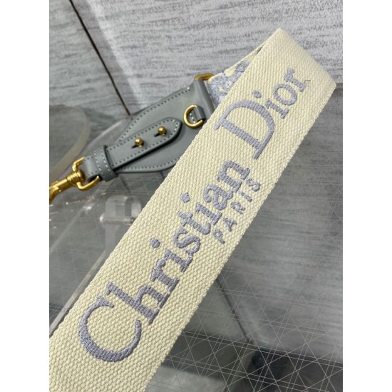 Fake Dior Shoulder Strap with Ring Oblique Embroidery Gray Replica Fake Dior Shoulder Strap with Ring Oblique Embroidery Gray Replica