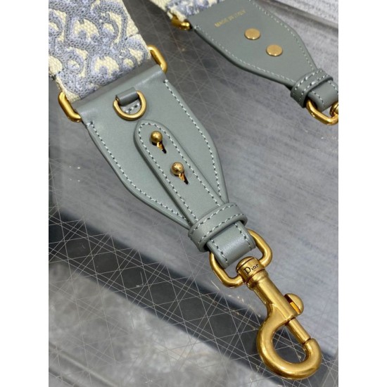 Fake Dior Shoulder Strap with Ring Oblique Embroidery Gray Replica Fake Dior Shoulder Strap with Ring Oblique Embroidery Gray Replica