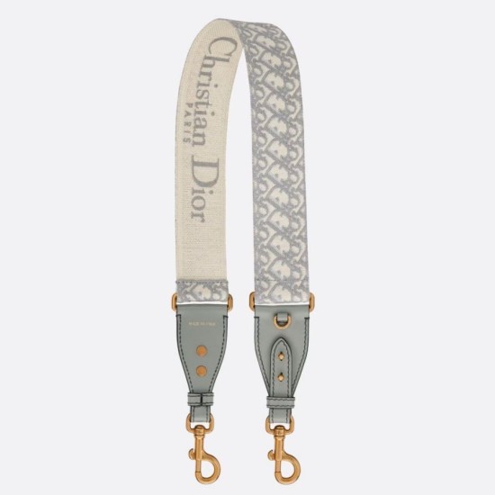 Fake Dior Shoulder Strap with Ring Oblique Embroidery Gray Replica Fake Dior Shoulder Strap with Ring Oblique Embroidery Gray Replica