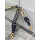 Replica Dior Adjustable Shoulder Strap with Ring Oblique Embroidery Blue