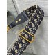 Replica Dior Adjustable Shoulder Strap with Ring Oblique Embroidery Blue