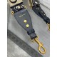 Replica Dior Adjustable Shoulder Strap with Ring Oblique Embroidery Blue