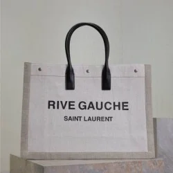 YSL Saint Laurent Rive Gauche Beige Tote Bag