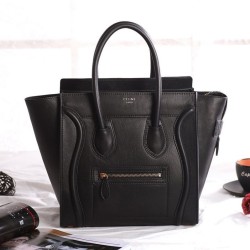 Replica Celine Micro Luggage Bag In Black Calfskin