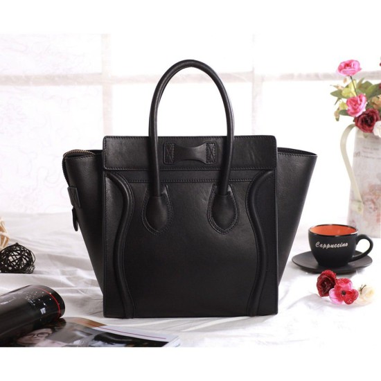 Replica Celine Micro Luggage Bag In Black Calfskin