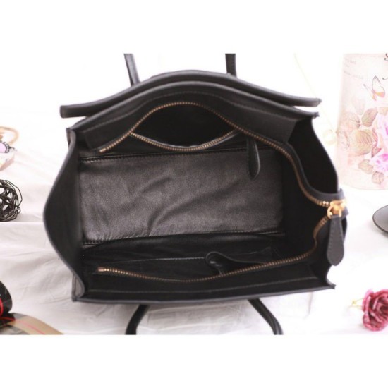 Replica Celine Micro Luggage Bag In Black Calfskin