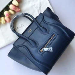 Replica Celine Micro Luggage Bag In Navy Blue Calfskin
