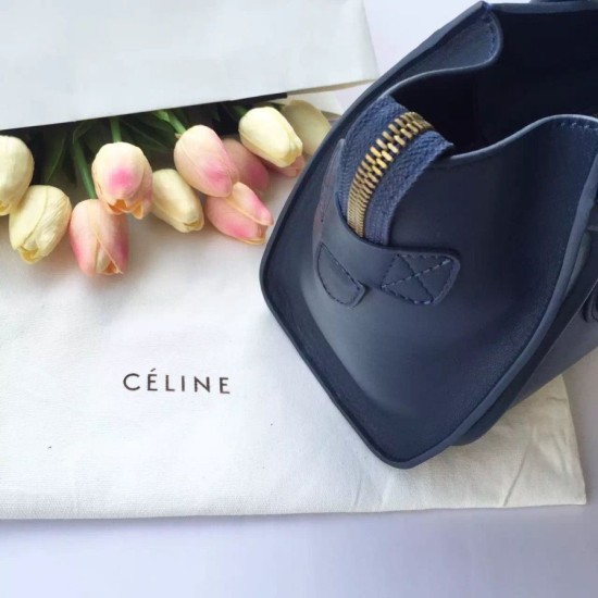Replica Celine Micro Luggage Bag In Navy Blue Calfskin