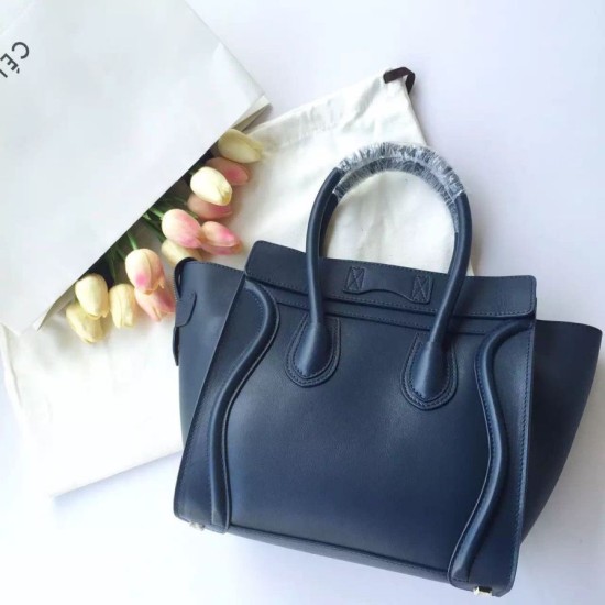 Replica Celine Micro Luggage Bag In Navy Blue Calfskin