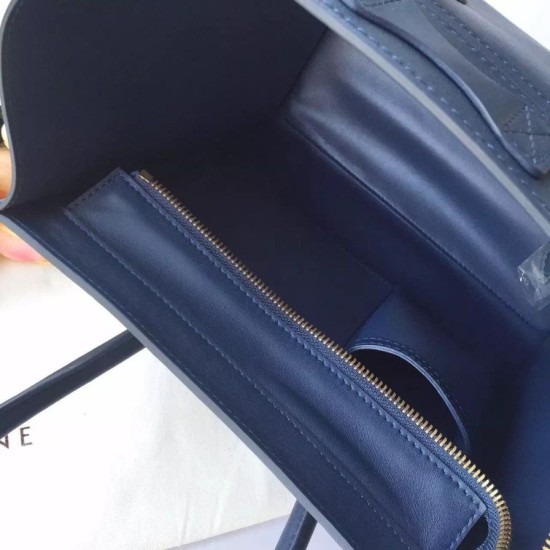 Replica Celine Micro Luggage Bag In Navy Blue Calfskin