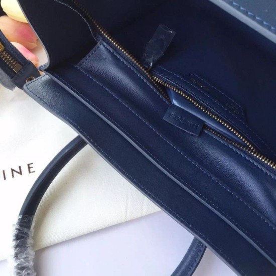 Replica Celine Micro Luggage Bag In Navy Blue Calfskin