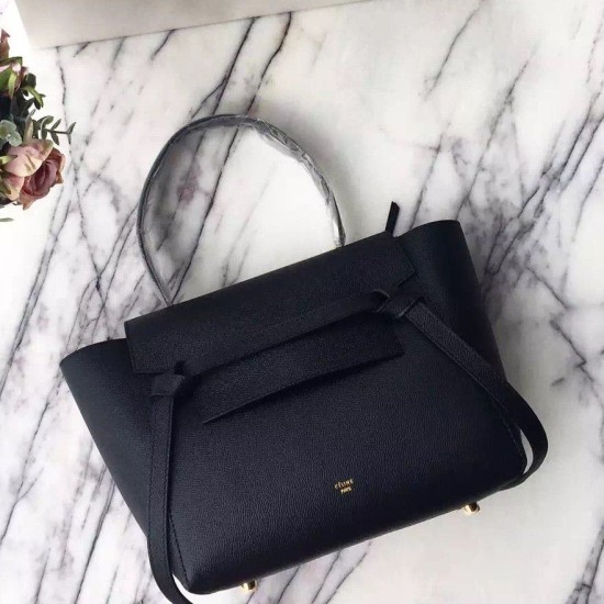 Replica Celine Mini Belt Tote Bag In Black Epsom Leather