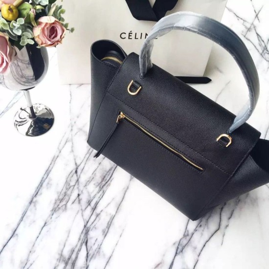 Replica Celine Mini Belt Tote Bag In Black Epsom Leather