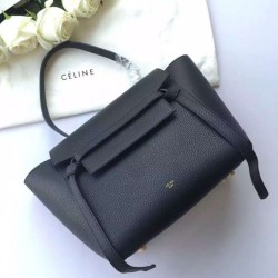 Replica Celine Mini Belt Tote Bag In Black Grained Leather