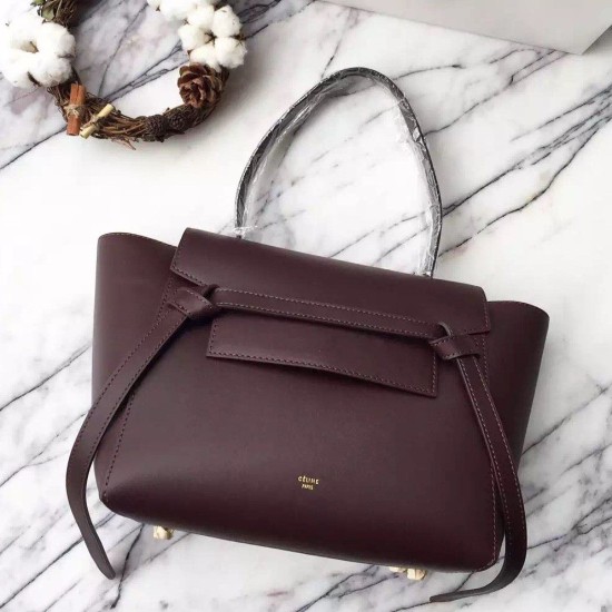 Replica Celine Mini Belt Tote Bag In Burgundy Calfskin