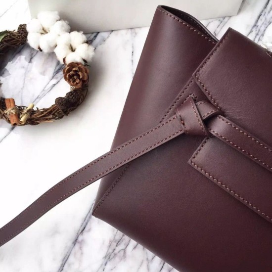 Replica Celine Mini Belt Tote Bag In Burgundy Calfskin
