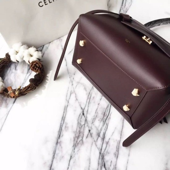 Replica Celine Mini Belt Tote Bag In Burgundy Calfskin