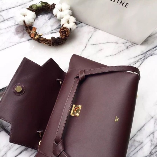 Replica Celine Mini Belt Tote Bag In Burgundy Calfskin
