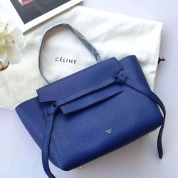 Replica Celine Mini Belt Tote Bag In Indigo Grained Leather