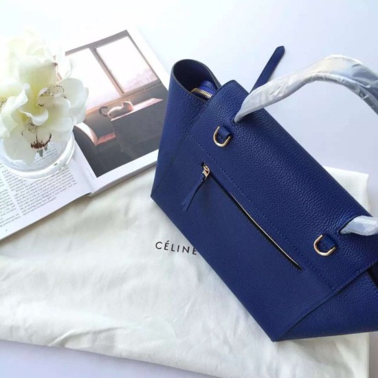 Replica Celine Mini Belt Tote Bag In Indigo Grained Leather