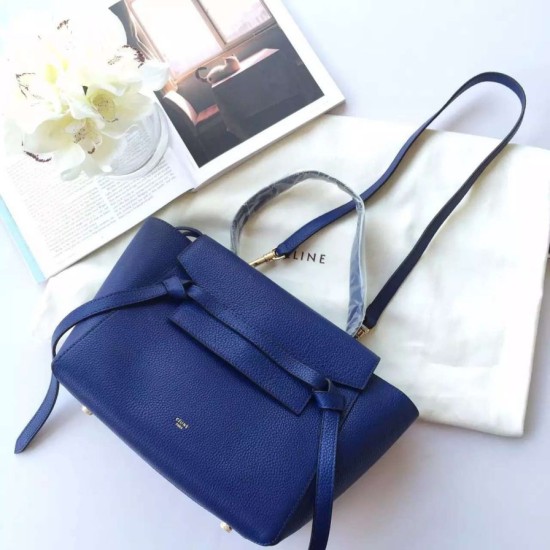 Replica Celine Mini Belt Tote Bag In Indigo Grained Leather
