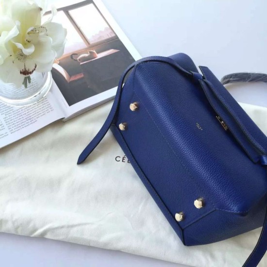 Replica Celine Mini Belt Tote Bag In Indigo Grained Leather