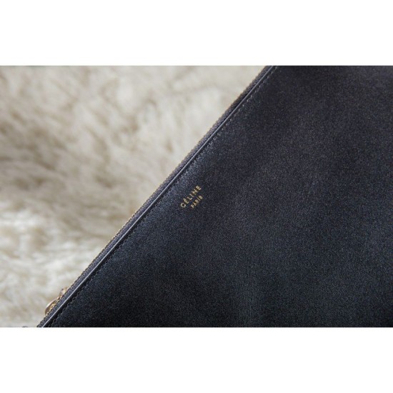 Replica Celine Large Trio Crossbody Bag In Black Calfskin
