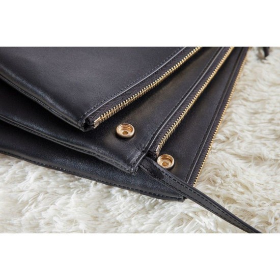 Replica Celine Large Trio Crossbody Bag In Black Calfskin
