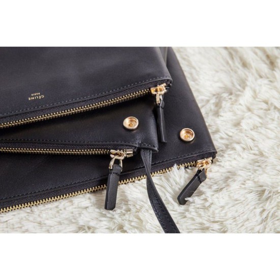 Replica Celine Large Trio Crossbody Bag In Black Calfskin