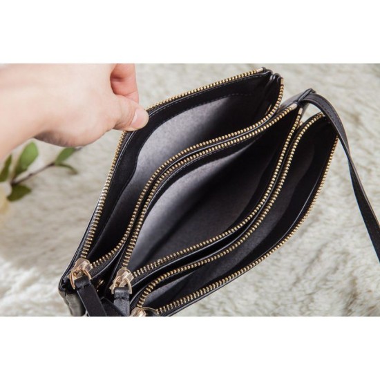 Replica Celine Large Trio Crossbody Bag In Black Calfskin