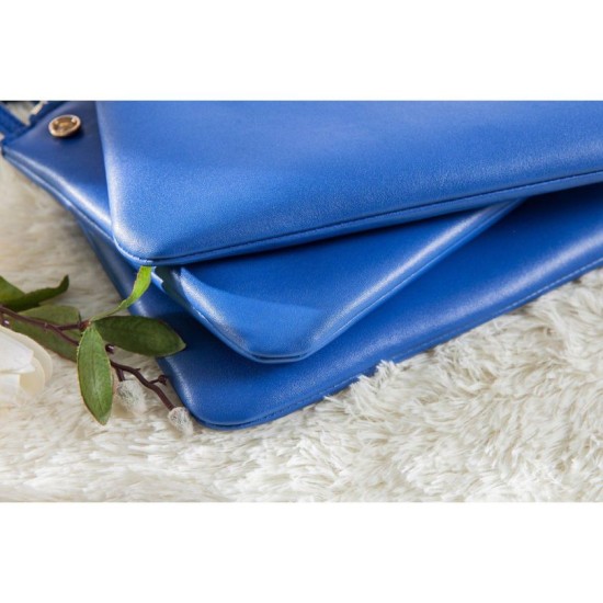 Replica Celine Large Trio Crossbody Bag In Blue Calfskin