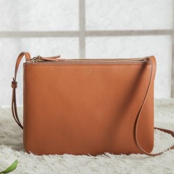 Replica Celine Large Trio Crossbody Bag In Brown Calfskin