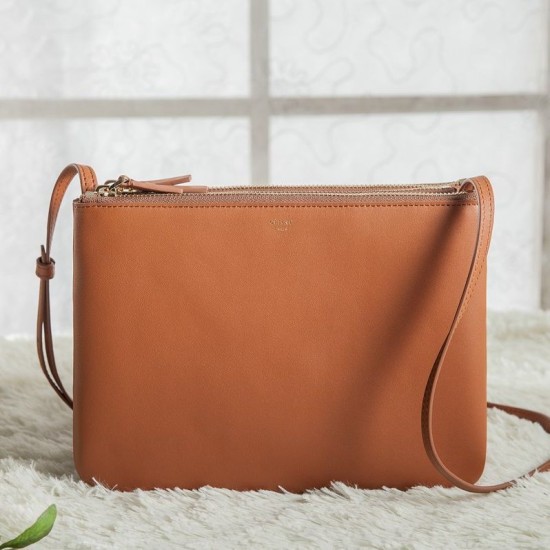 Replica Celine Large Trio Crossbody Bag In Brown Calfskin Replica Celine Large Trio Crossbody Bag In Brown Calfskin
