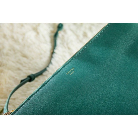 Replica Celine Large Trio Crossbody Bag In Green Calfskin