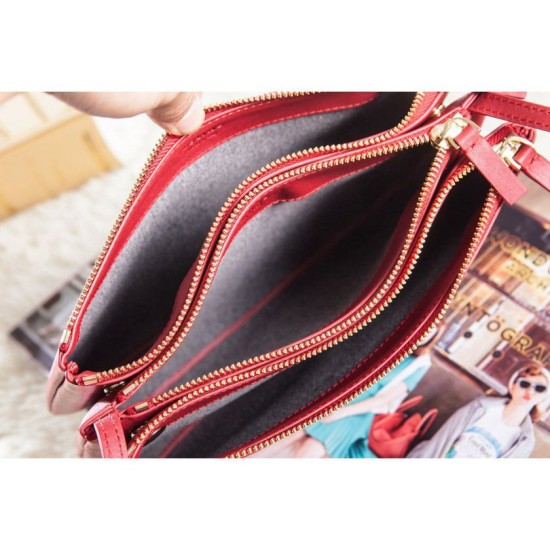 Fake Celine Large Trio Crossbody Bag In Red Calfskin Replica
