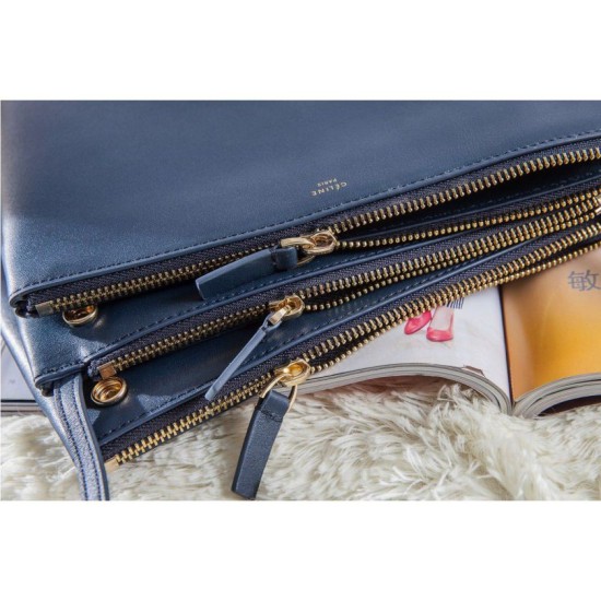 Replica Celine Large Trio Crossbody Bag In Royalblue Calfskin Fake Celine Large Trio Crossbody Bag In Royalblue Calfskin Replica