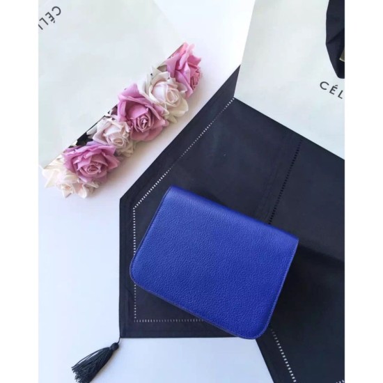 Replica Celine Medium Classic Box Bag In Blue Goatskin