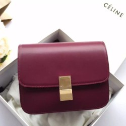 Replica Celine Medium Classic Box Bag In Bordeaux Box Calfskin