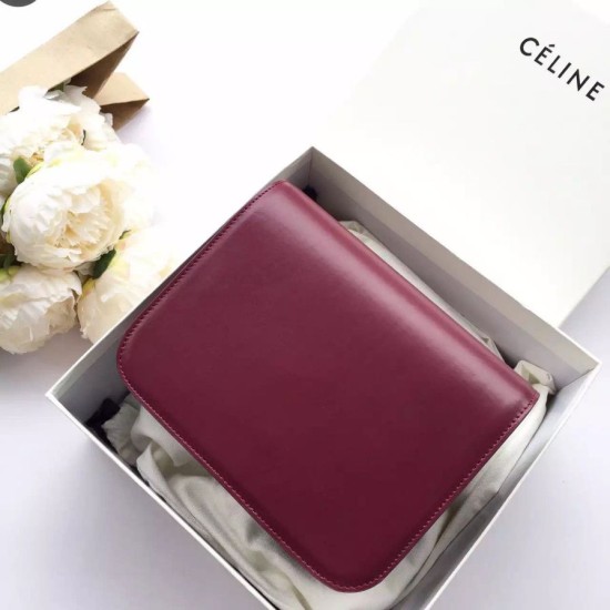 Replica Celine Medium Classic Box Bag In Bordeaux Box Calfskin